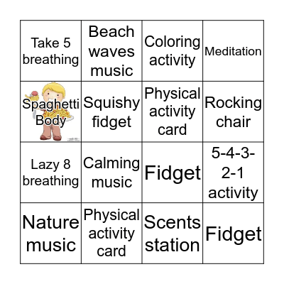 Self-Regulation Bingo Card