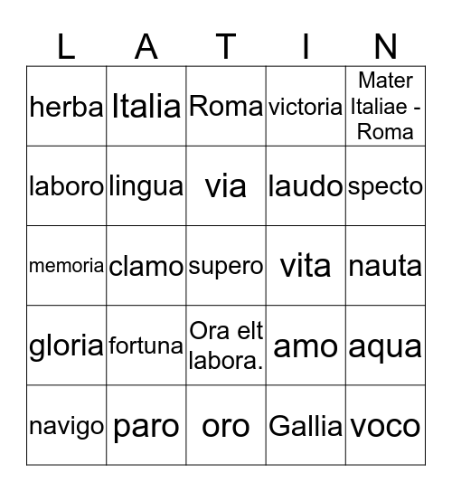 Lessons 1-3 Bingo Card