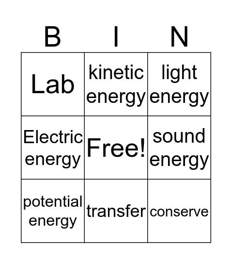 Science Bingo Card