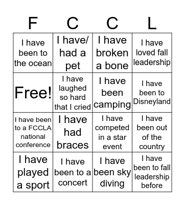 All about me  Bingo Card