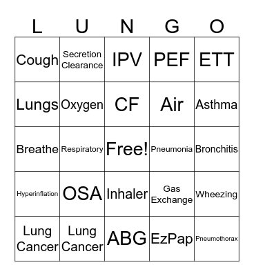 LUNGO  Bingo Card