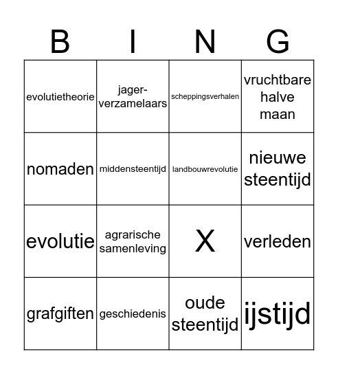 Prehistorie Bingo Card