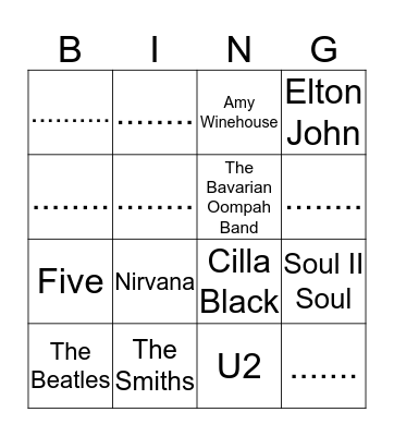 Musical Bingo Card