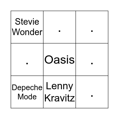 Musical Bingo - Round 2 Bingo Card