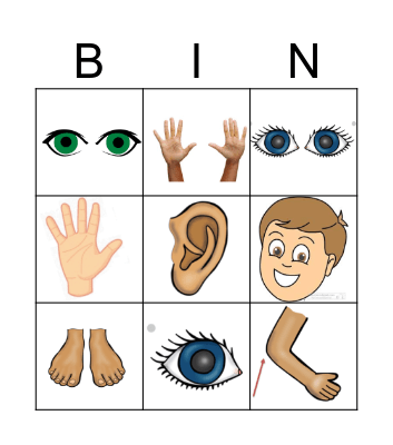 BODY PARTS Bingo Card