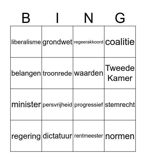 Politiek  Bingo Card