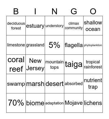 Biome Bingo - Review! Bingo Card