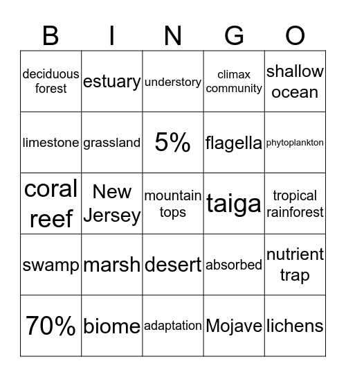Biome Bingo - Review! Bingo Card