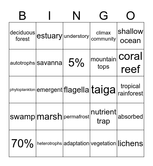 Biome Bingo - Review! Bingo Card