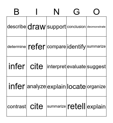 E.O.G. Review - Verbs Bingo Card