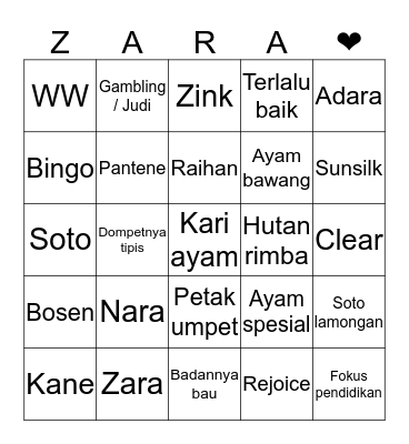ESTERDENCE Bingo Card