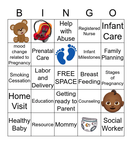 MATERNAL AND INFANT HEALTH  PROMOTION Bingo Card