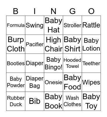 Baby Bingo Card