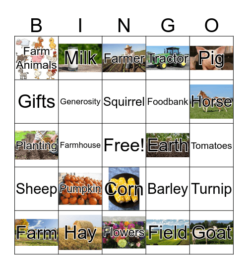 Harvest Bingo Card