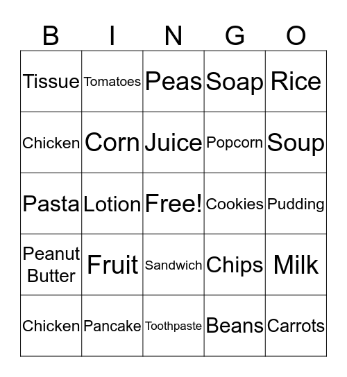 Birdfeeder Grocery Bingo! Bingo Card