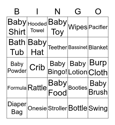 Baby Bingo!!! Bingo Card