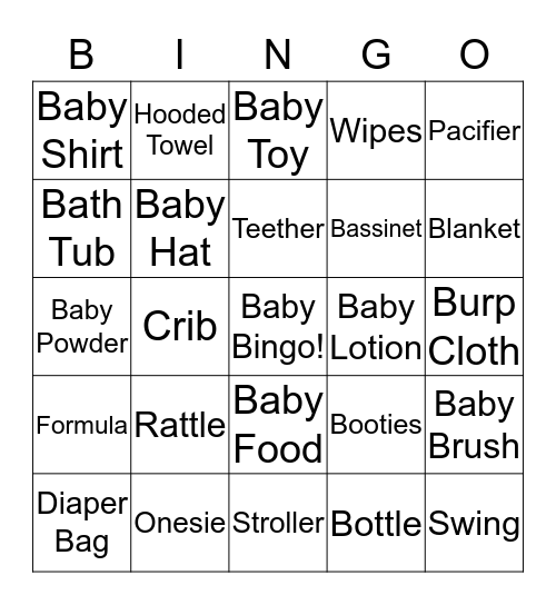 Baby Bingo!!! Bingo Card