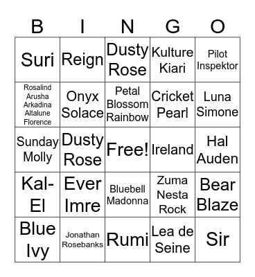 Celebrity Baby Bingo! Bingo Card