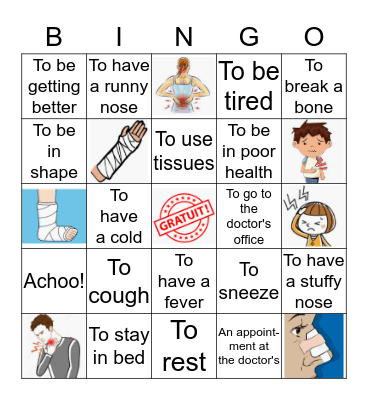 Le Corps et La Santé Bingo Card