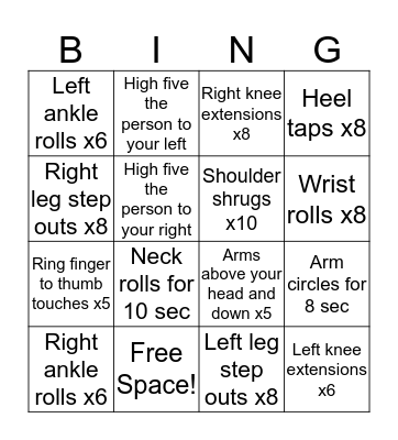 FITNESS BINGO Card