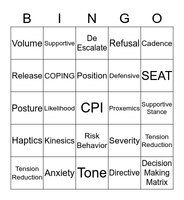 CPI Bingo Card