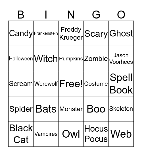 Halloween  Bingo Card