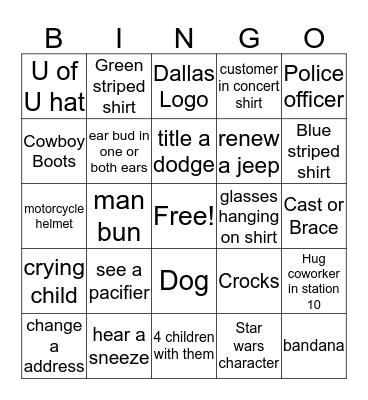 Blackout 4 Bingo Card
