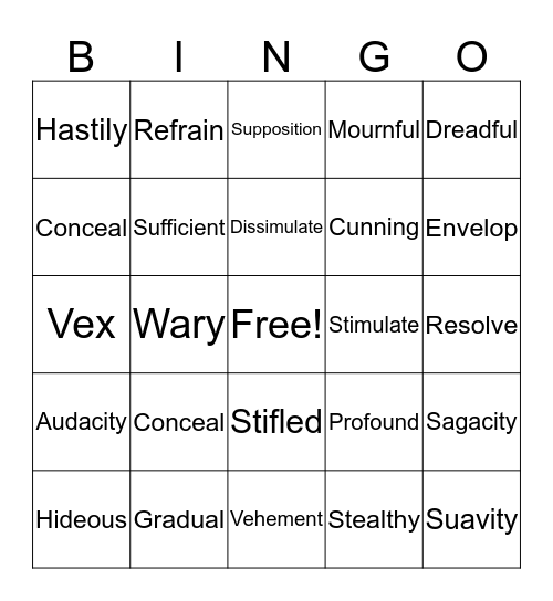 Tell-Tale Heart Bingo Card