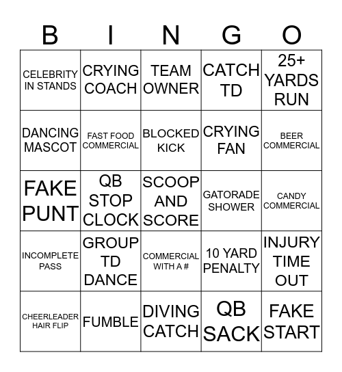 Sept. 30, 2019. 2nd Half. 4 Corners to win BINGO! Bingo Card