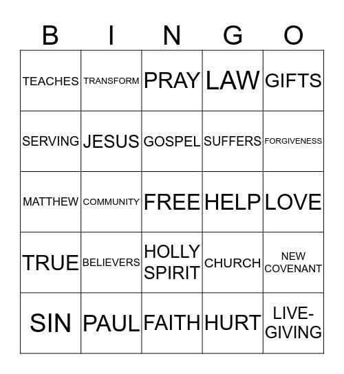 SPREADING THE GOOD NEWS Bingo Card