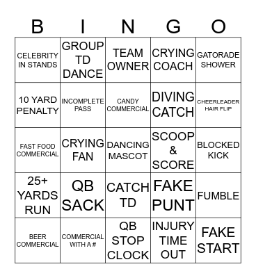 Sept. 30, 2019. 2nd Half. 4 Corners to win BINGO! Bingo Card