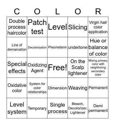 Hair Color Bingo Card