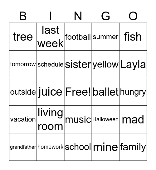 ASL Bingo Card