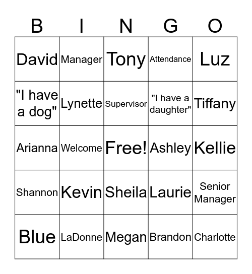 Meeting Our Management Team Bingo Card