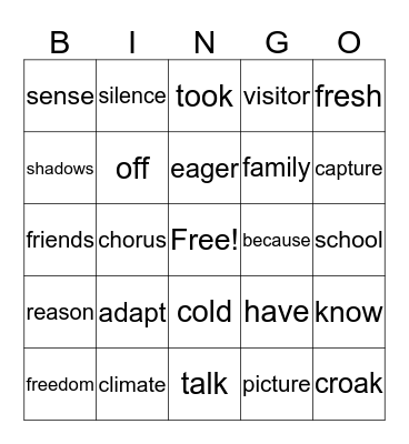 Unit 2 Week 1 Bingo Card