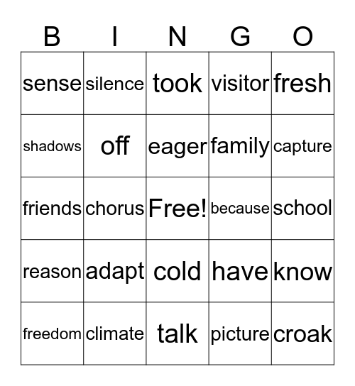 Unit 2 Week 1 Bingo Card