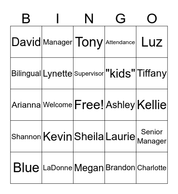 Meeting Our Management Team Bingo Card