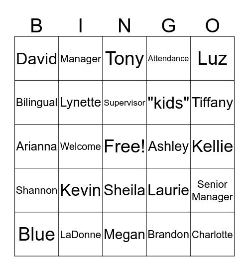 Meeting Our Management Team Bingo Card