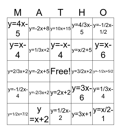 MATHO Bingo Card