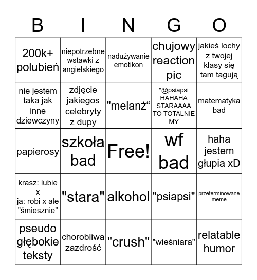 Karyńskie Peje Bingo Card