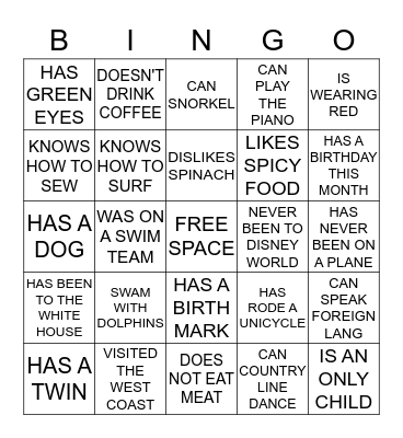 ICEBREAKER BINGO 2 Bingo Card