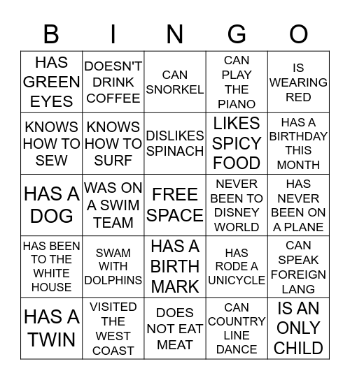 ICEBREAKER BINGO 2 Bingo Card