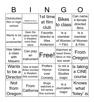 UFO Ice Breaker Bingo Card