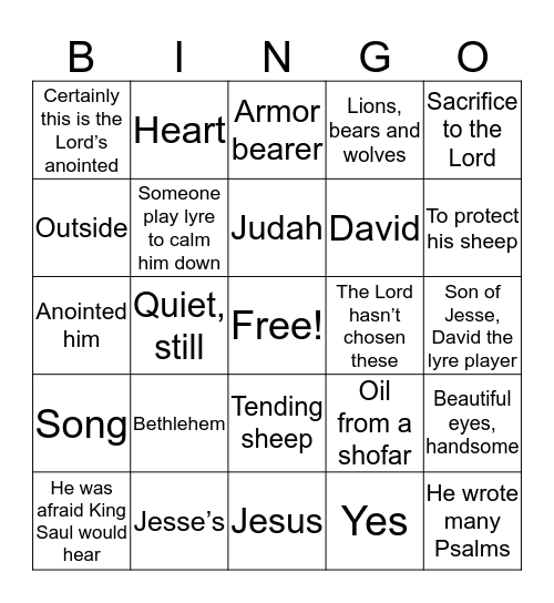 Young David  Bingo Card