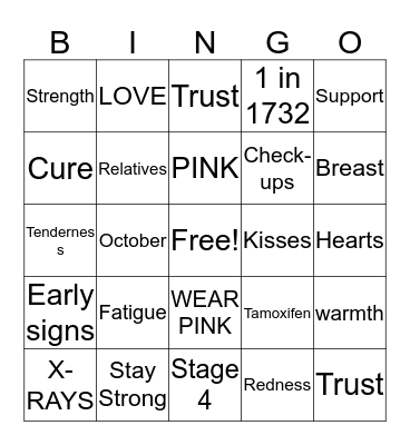Breast Cancer Awareness  Bingo Card
