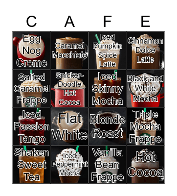 Starbucks Bingo Card