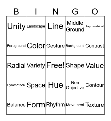 Art Bingo Card