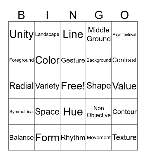 Art Bingo Card