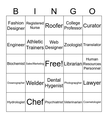 Career Bingo Card