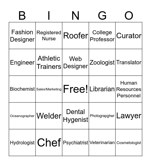 Career Bingo Card